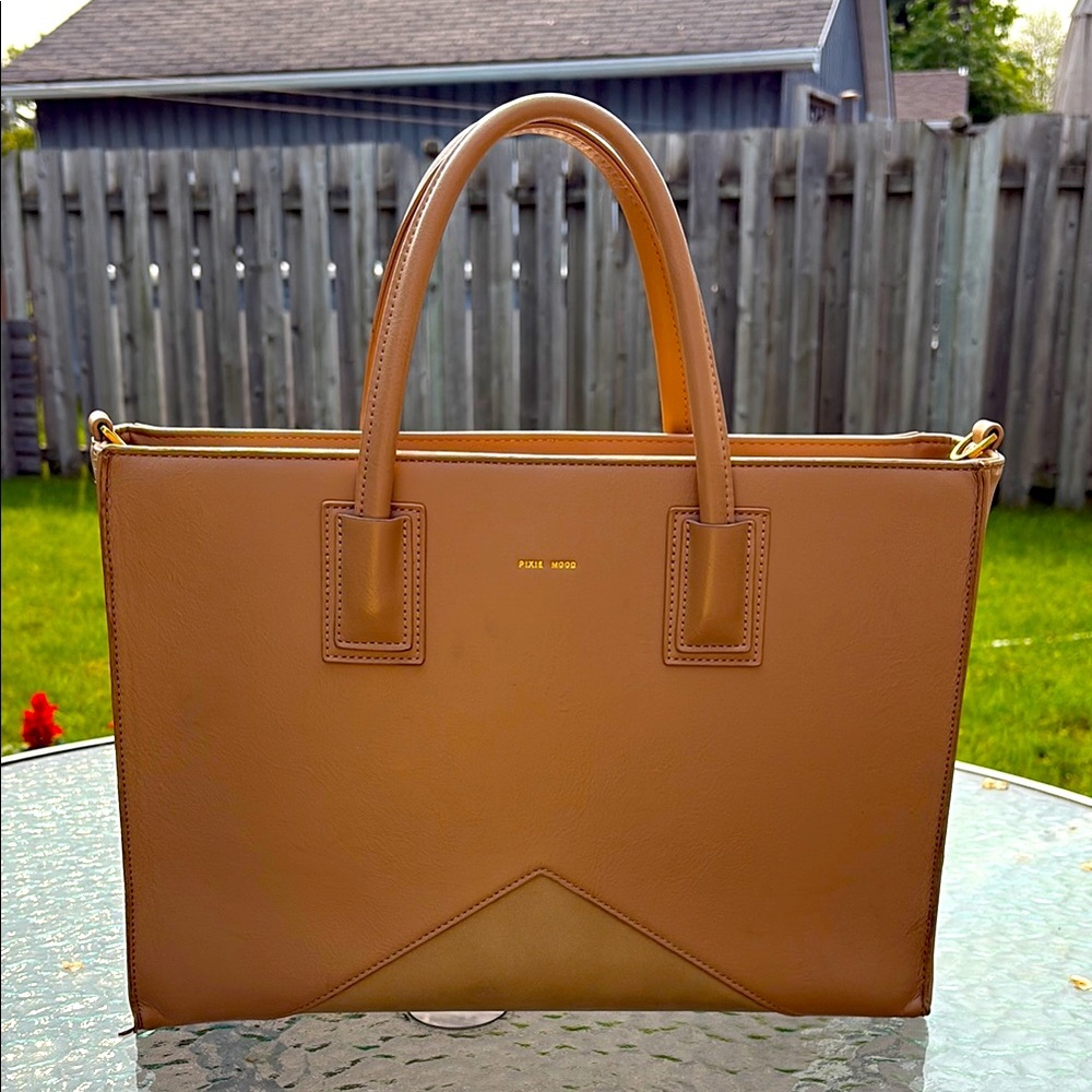 Pixie Mood Tan Structured Tote Bag